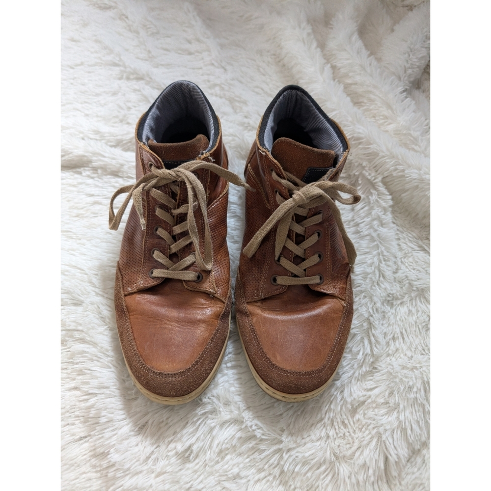 Bull Boxer Made In Portugal Brown Leather And Suede High-Top Sneakers Men's 12